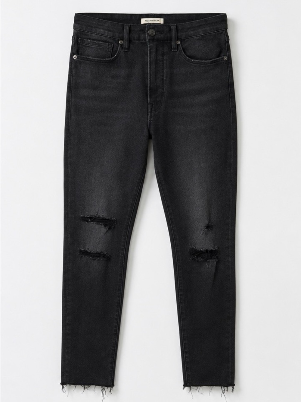 Good American Good Waist Black High-Rise Distressed Skinny Jeans Size 10/30